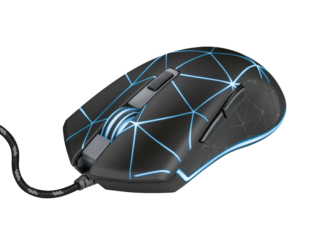 Trust Gaming GXT 133 Locx Souris USB 4000dpi - 6 Boutons - Eclairage LED - Câble Tressé 1.80m - Utilisation Ambidextre - Couleur Noir