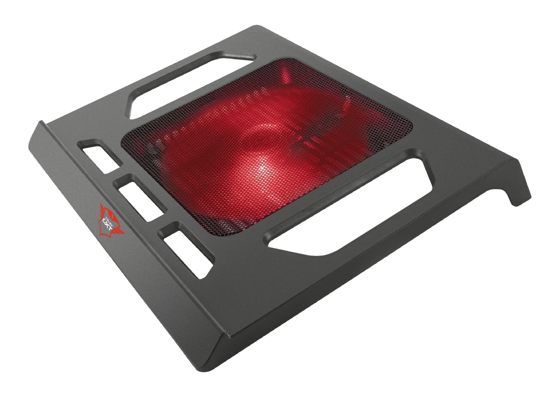 Trust Gaming GXT 220 Kuzo Laptop Cooling Pad jusqu'à 17,3" - Ventilateur silencieux avec éclairage rouge - Couleur noire