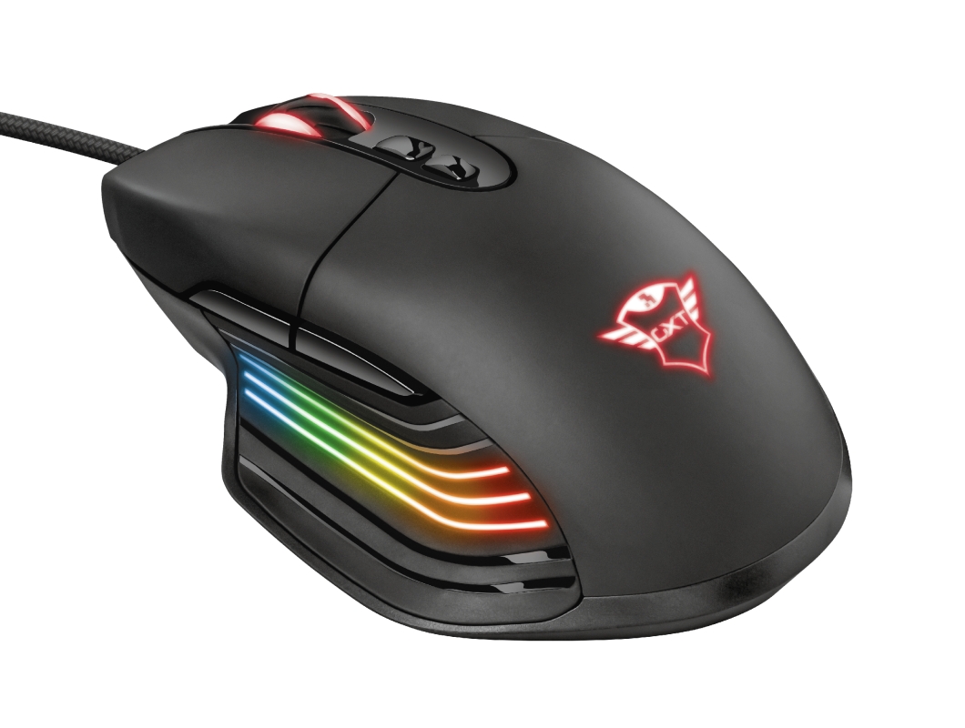 Trust Gaming GXT 940 Xidon Souris USB 10000dpi - 5 Boutons Programmables - Eclairage RVB - Câble Tressé 1.80m - Droitier - Couleur Noir