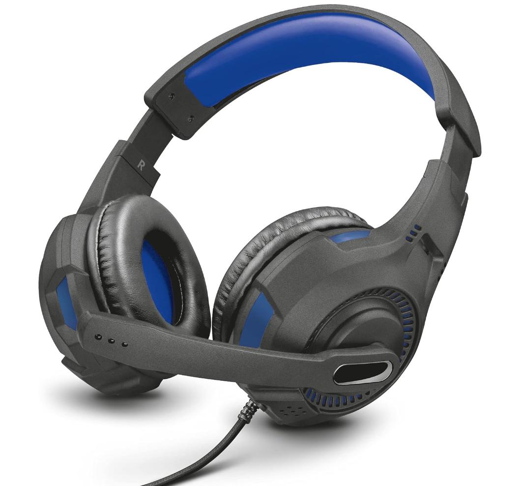 Trust Gaming Casque pour PS4/PS5 - Microphone pliable - Bandeau réglable - Couleur noir/bleu