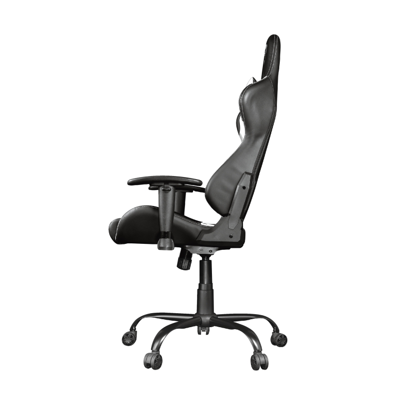 Trust GXT 708R Rest Gaming Chair - Accoudoirs - Dossier réglable entre 90° et 180° - Coussin lombaire et cervical - Roues en nylon - Piston à gaz classe 4 - Base en métal - Max. 150kg - Couleur Noir/Blanc