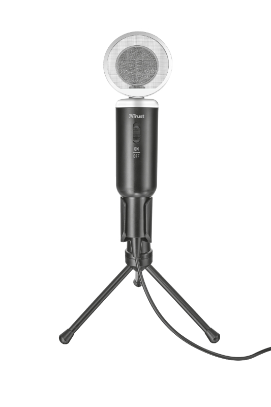 Trust Madell Desktop Microphone - Bouton Mute - Connexion Jack 3,5 mm - Support trépied - Filtre Mesh - Câble 2,50 m - Couleur Noir