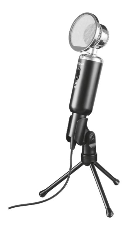 Trust Madell Desktop Microphone - Bouton Mute - Connexion Jack 3,5 mm - Support trépied - Filtre Mesh - Câble 2,50 m - Couleur Noir