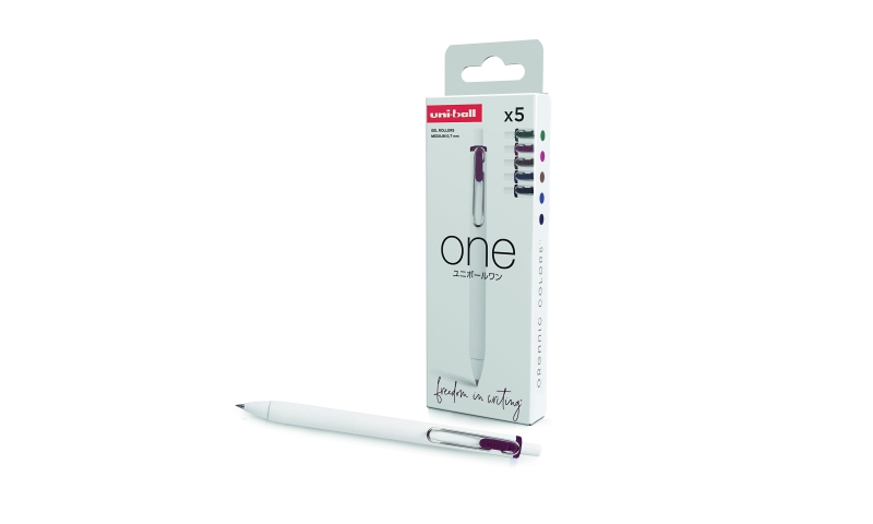 Uni-ball ONE UMN-S-07 Lot de 5 Stylos à Encre Liquide - Pointe Bille 0,7 mm - Écriture Ultra Fluide - Prise en Main Douce et Confortable - Couleurs Assorties