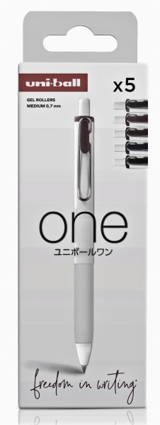 Uni-ball ONE UMN-S-07 Lot de 5 Stylos à Encre Liquide - Pointe Bille 0,7 mm - Écriture Ultra Fluide - Prise en Main Douce et Confortable - Couleurs Assorties