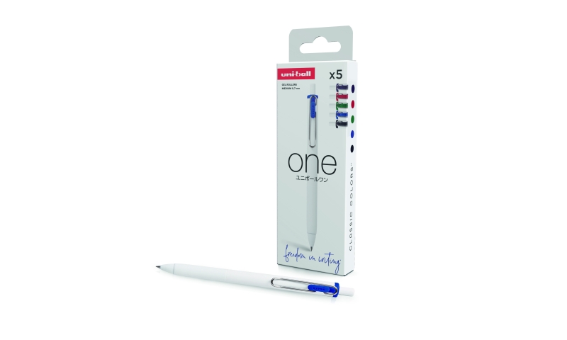 Uni-ball UMN-S-07 Lot de 5 Stylos à Encre Gel - Pointe Bille 0,7 mm - Écriture Ultra Fluide - Prise en Main Douce et Confortable - Couleurs Assorties