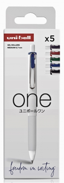 Uni-ball UMN-S-07 Lot de 5 Stylos à Encre Gel - Pointe Bille 0,7 mm - Écriture Ultra Fluide - Prise en Main Douce et Confortable - Couleurs Assorties