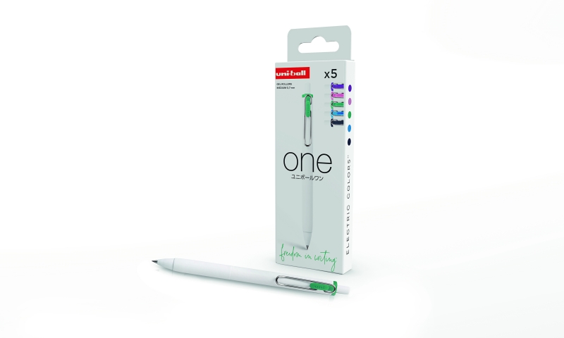 Uni-ball UMN-S-07 Lot de 5 Stylos à Encre Gel - Pointe Bille 0,7 mm - Écriture Ultra Fluide - Prise en Main Douce et Confortable - Couleurs Assorties