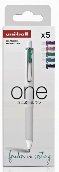 Uni-ball UMN-S-07 Lot de 5 Stylos à Encre Gel - Pointe Bille 0,7 mm - Écriture Ultra Fluide - Prise en Main Douce et Confortable - Couleurs Assorties