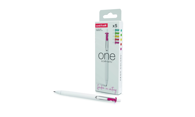 Uni-ball UMN-S-07 Lot de 5 Stylos à Encre Liquide - Pointe Bille 0,7 mm - Écriture Ultra Fluide - Prise en Main Douce et Confortable - Couleurs Assorties