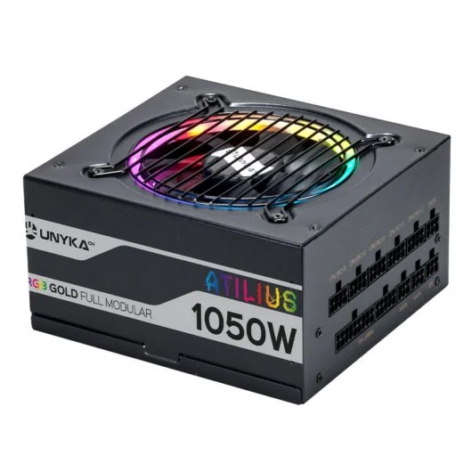 Unykach Atilius RGB Black 1050W Alimentation 1050W ATX 2.31 - Eclairage RGB - Full Modulaire - PFC Actif - Ventilateur 120mm