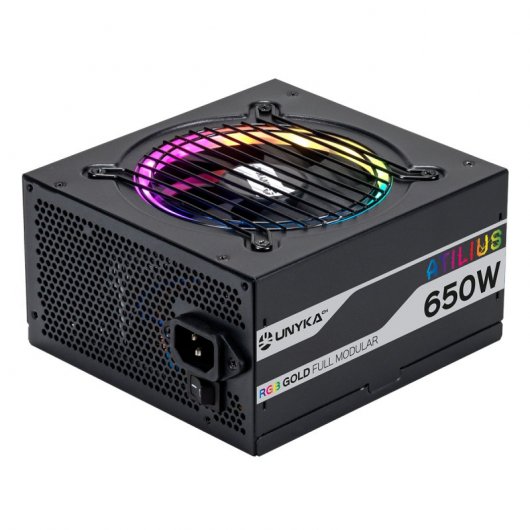 Unykach Atilius RGB Black 650W Alimentation 650W ATX 2.31 - Eclairage RGB - Full Modulaire - PFC Actif - Ventilateur 120mm