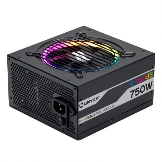 Unykach Atilius RGB Black 750W Alimentation 750W ATX 2.31 - Eclairage RGB - Full Modulaire - PFC Actif - Ventilateur 120mm