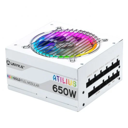 Unykach Atilius RGB White 650W Alimentation 650W ATX 2.31 - Eclairage RGB - Full Modulaire - PFC Actif - Ventilateur 120mm