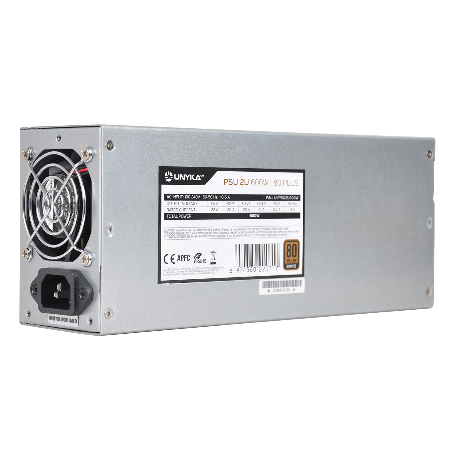 Unykach Flex 2U 600W 80 Plus Bronze Alimentation 600W Flex 2U ATX - APFC - Ventilateur 60mm