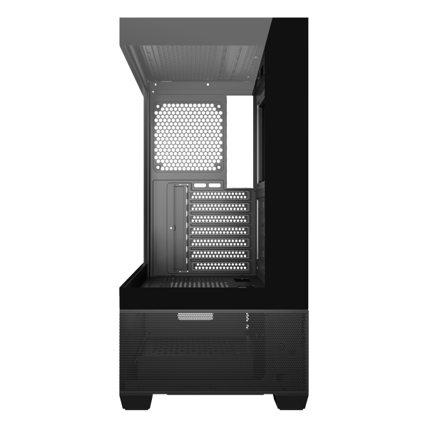 Unykach Revelat Black ATX, Micro ATX, ITX Case - Avant et côté en verre trempé - 3,5", 2,5" - USB-A 3.0, USB-C et HD Audio - Prend en charge le refroidissement liquide