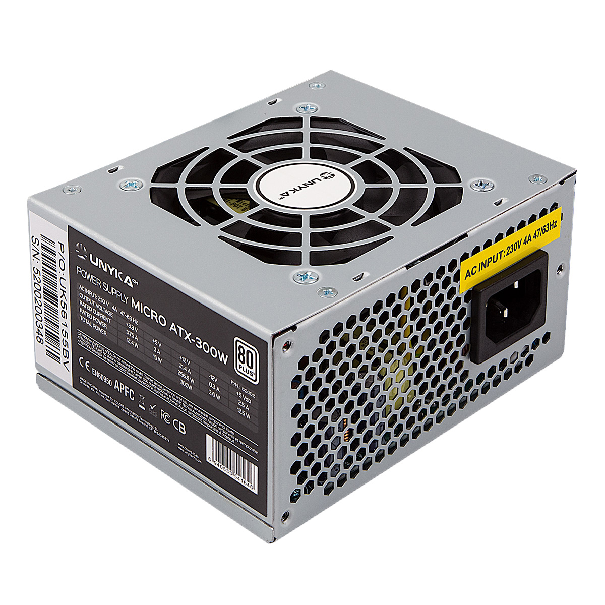 Unykach SFX 300W Alimentation 85% Efficacité 300W SFX - Ventilateur 80mm