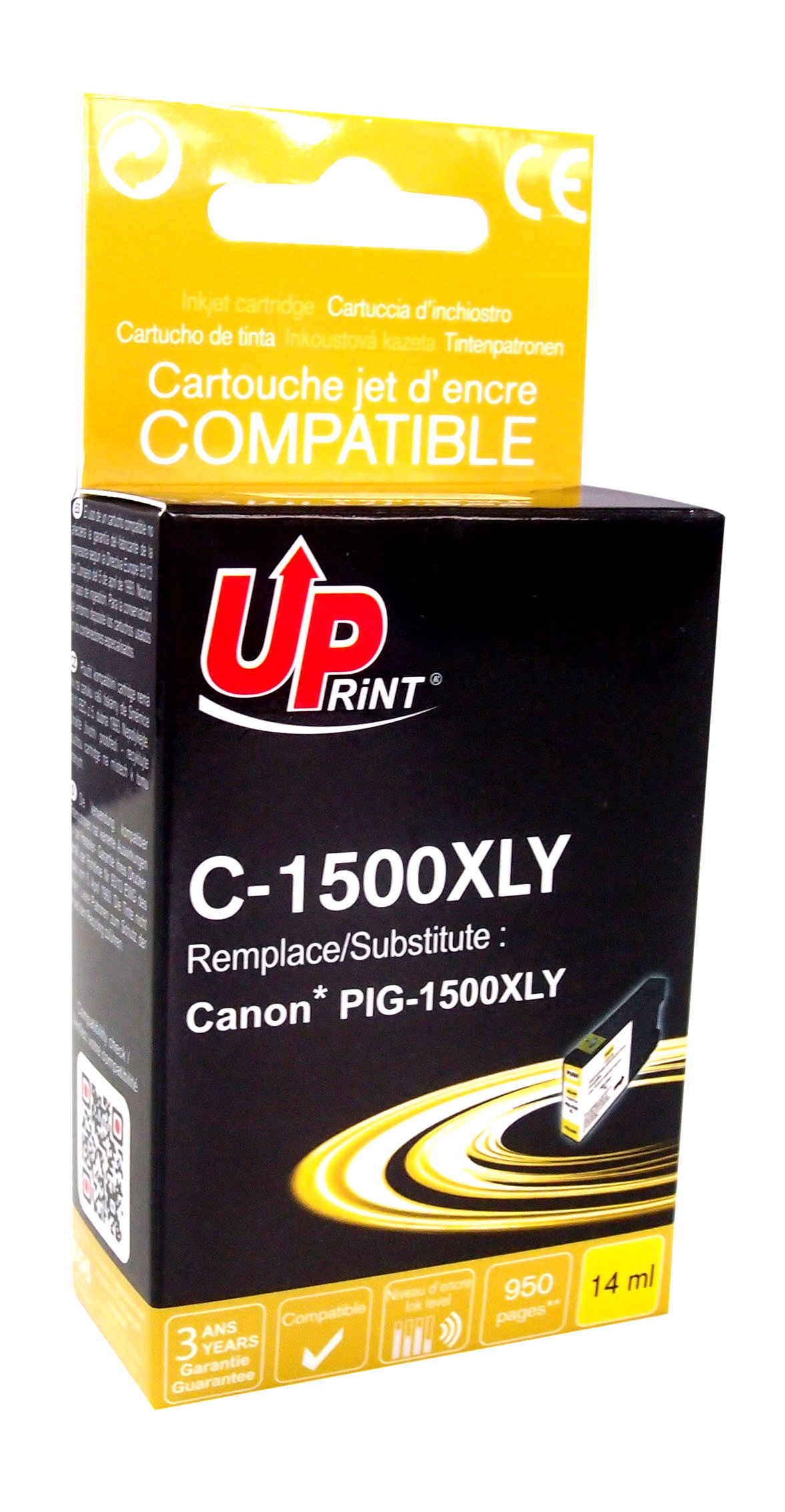 Cartouche encre UPrint compatible CANON PGI1500XLY jaune