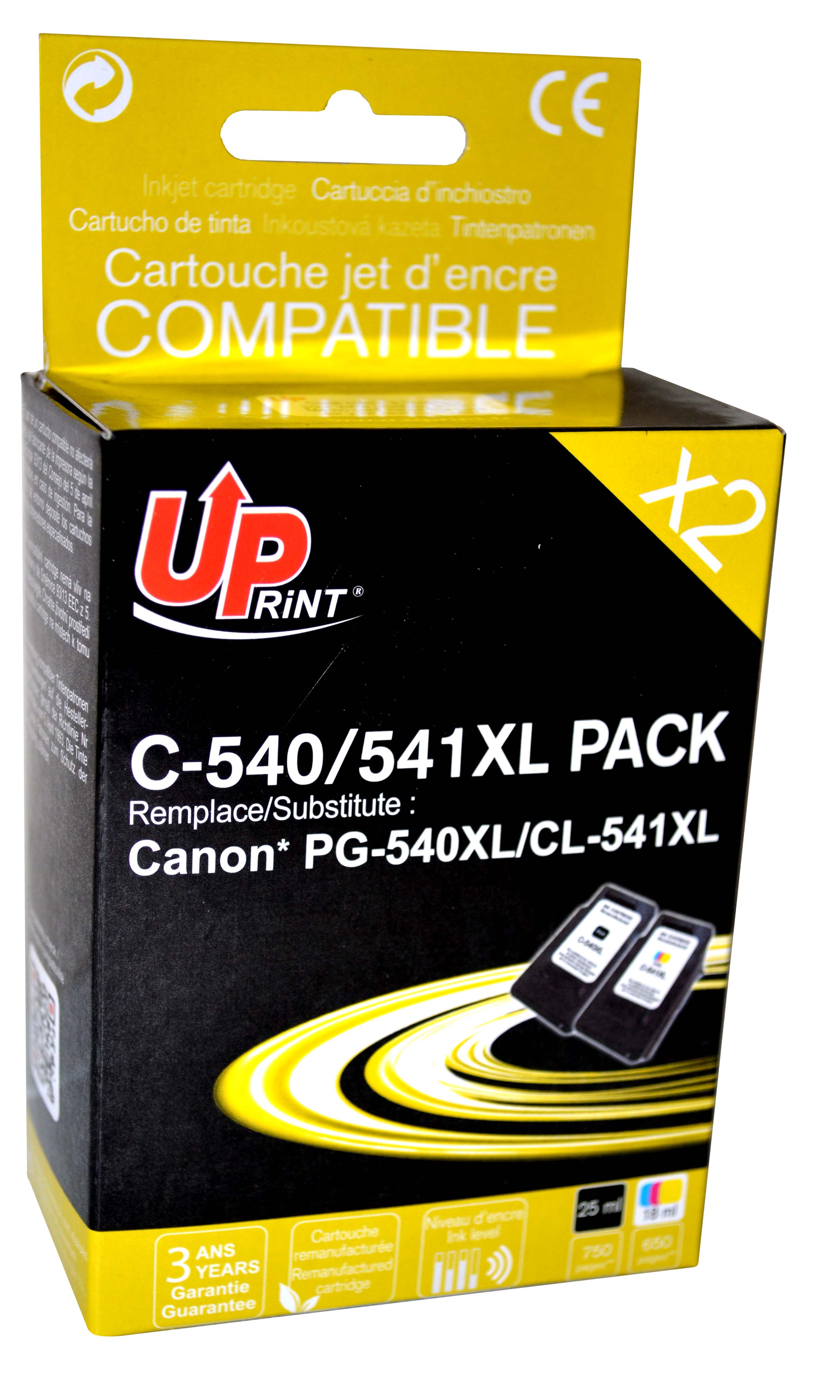 Pack PREMIUM compatible CANON PG-540XL/CL-541XL, 2 cartouches