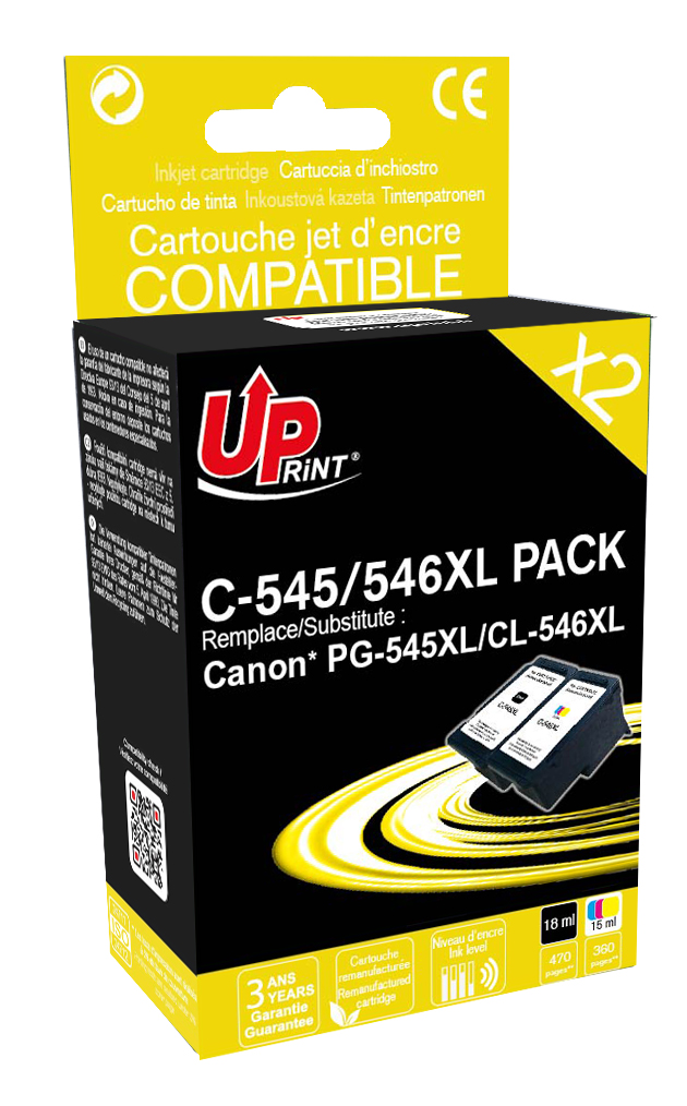 Pack PREMIUM compatible CANON PG-545XL/CL-546XL, 2 cartouches