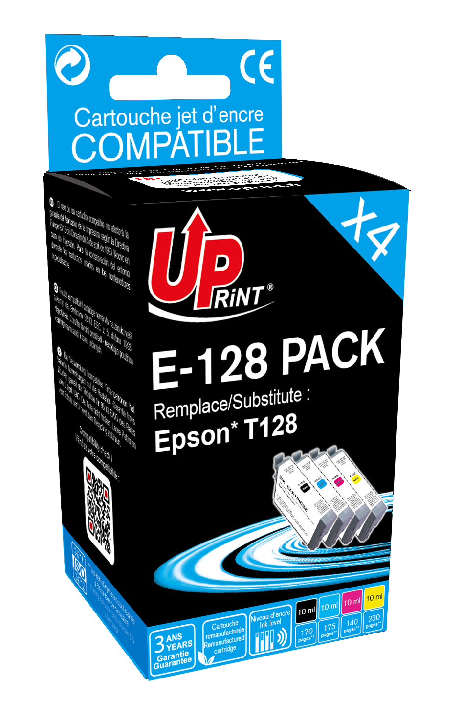 Pack UPrint compatible EPSON T128 4 cartouches