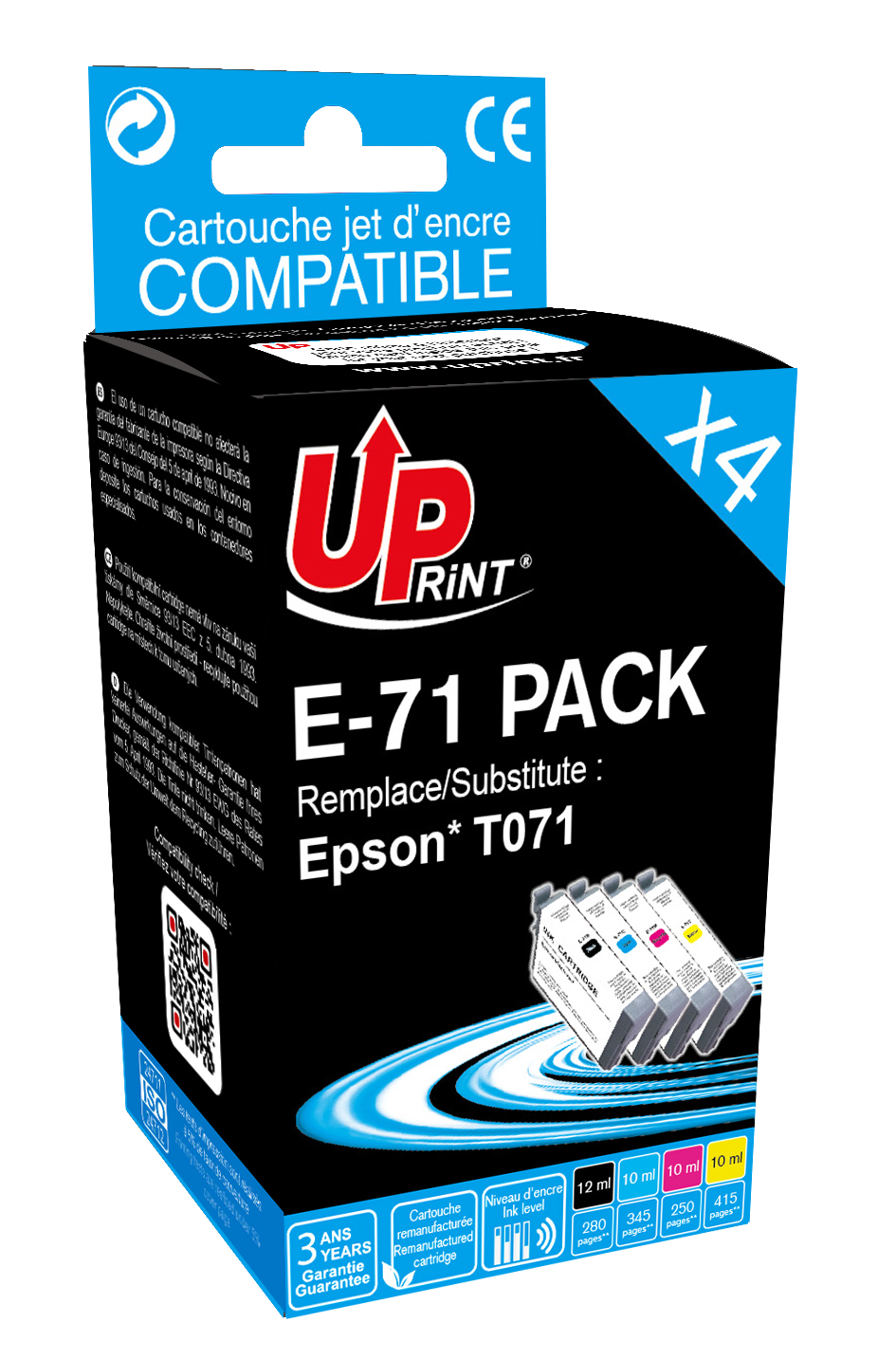 Pack UPrint compatible EPSON T0715 XL, 4 cartouches