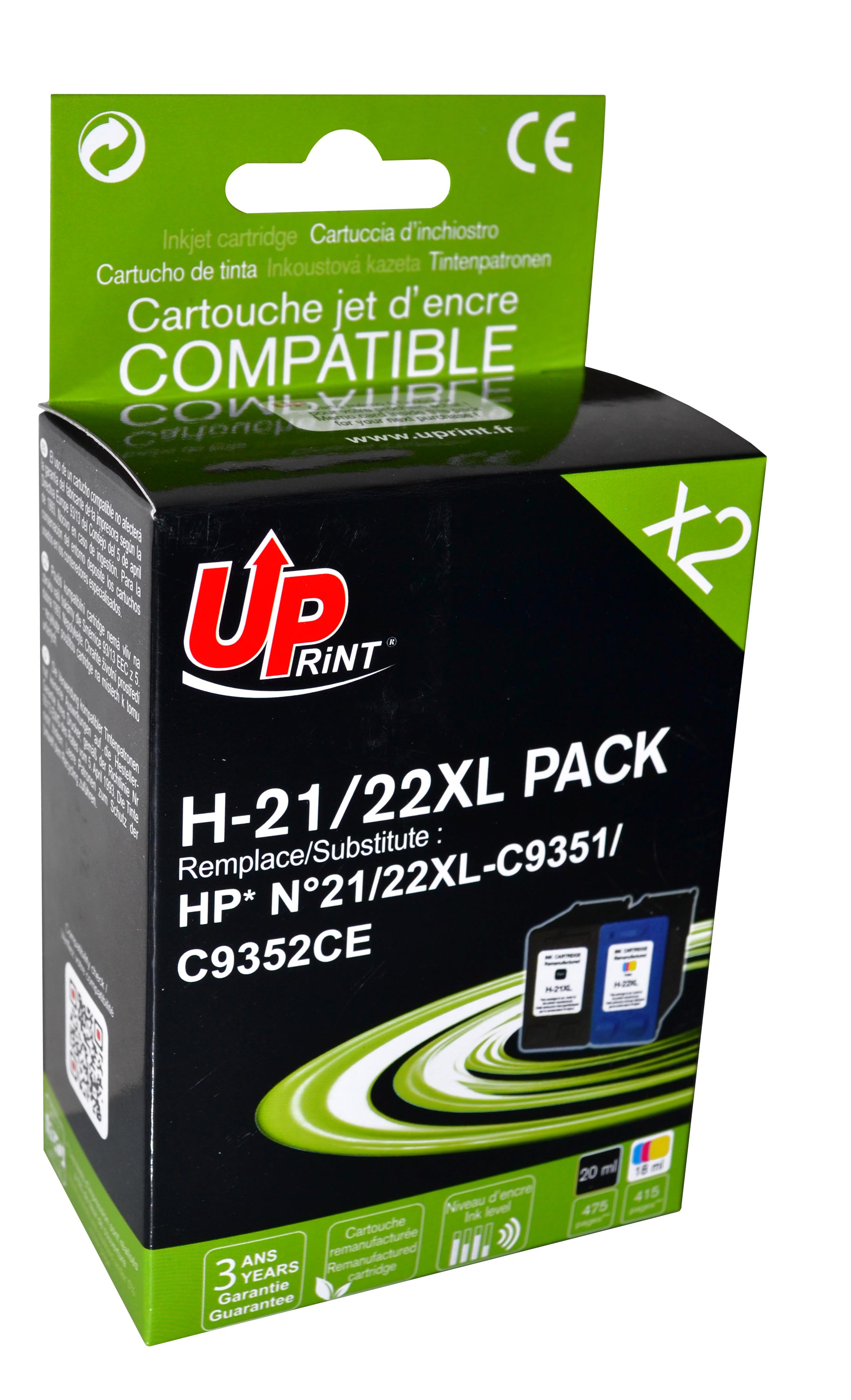Pack UPrint compatible HP 21XL/22XL