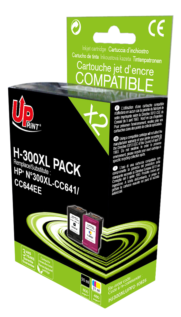 Pack UPrint compatible HP 300XL 2 cartouches