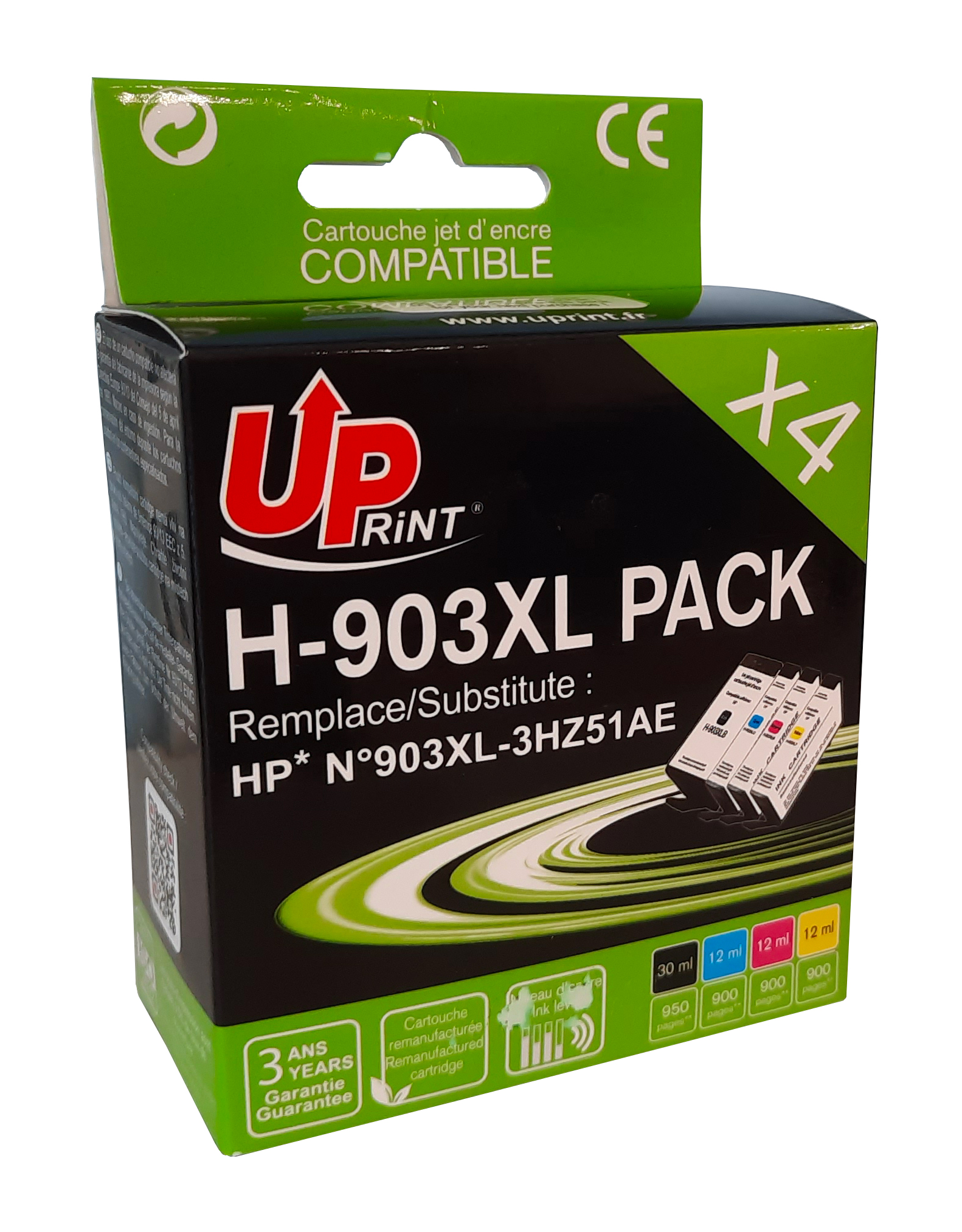 Pack UPrint compatible HP 903XL 4 cartouches