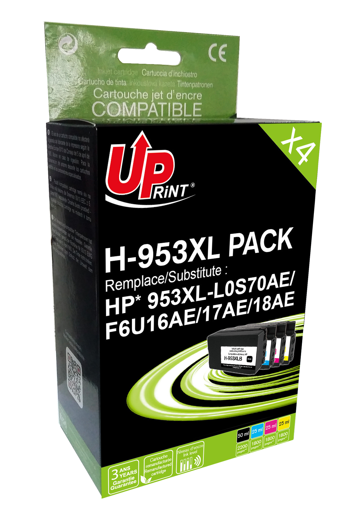 Pack UPrint compatible HP 953XL, 4 cartouches