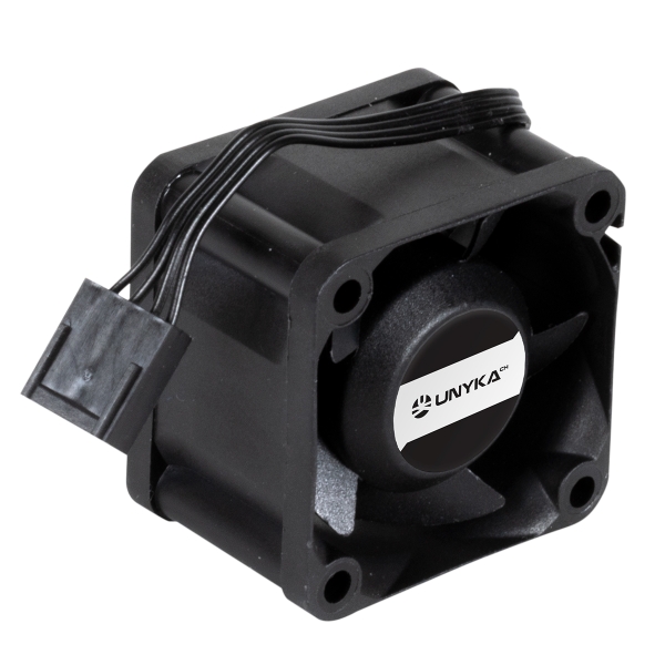 Ventilateur à double boule Unykach Server 40 mm - Vitesse max. 6000rpm - Connecteur 4 broches avec contrôle de température - Couleur noire