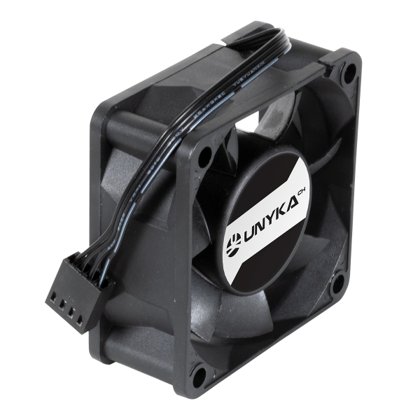 Ventilateur à double boule Unykach Server 60 mm - Vitesse max. 3000rpm - Connecteur 4 broches avec contrôle de température - Couleur noire