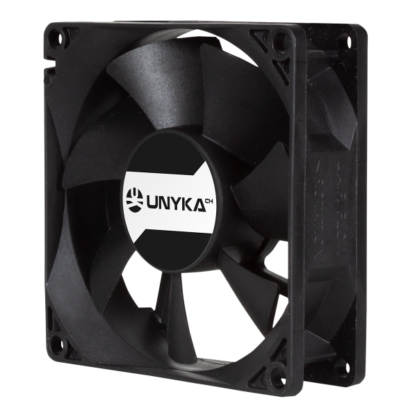 Ventilateur à double boule Unykach Server 80 mm - Vitesse max. 2000 tr/min - Connecteur 4 broches avec contrôle de température - Couleur noire