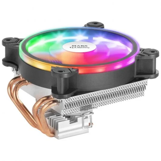 Ventilateur CPU Mars Gaming 120 mm avec dissipateur thermique 4 caloducs - Éclairage ARGB - Vitesse maximale. 2200 tr/min