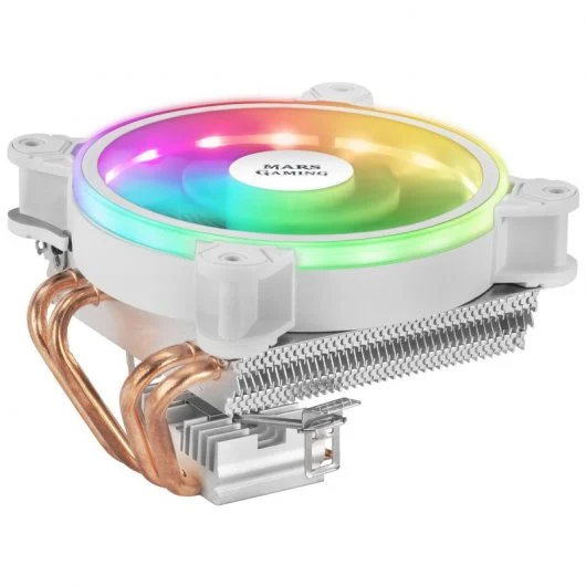 Ventilateur CPU Mars Gaming 120 mm avec dissipateur thermique 4 caloducs - Éclairage ARGB - Vitesse maximale. 2200 tr/min - Couleur blanche