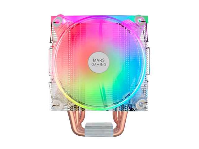 Ventilateur CPU Mars Gaming Dual 120 mm avec dissipateur thermique - Éclairage ARGB - Jusqu'à 220 W - Vitesse max. 1600 tr/min - 6 caloducs