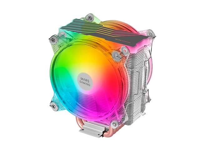 Ventilateur CPU Mars Gaming Dual 120 mm avec dissipateur thermique - Éclairage ARGB - Jusqu'à 220 W - Vitesse max. 1600 tr/min - 6 caloducs