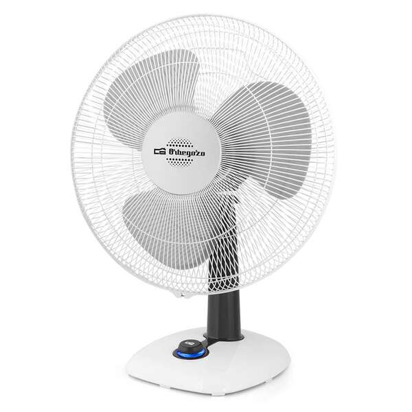 Ventilateur de bureau Orbegozo TF 0133 - Débit d'air puissant - Fonction d'oscillation et d'inclinaison réglables - 3 vitesses de ventilation - Contrôle de vitesse lumineux LED