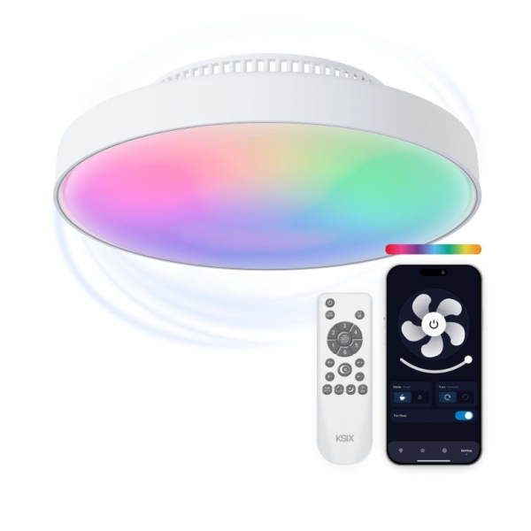 Ventilateur de plafond Ksix Mistral avec éclairage LED à intensité variable - Diamètre 43,6 cm - RGBIC+CCT - 4 000 lm