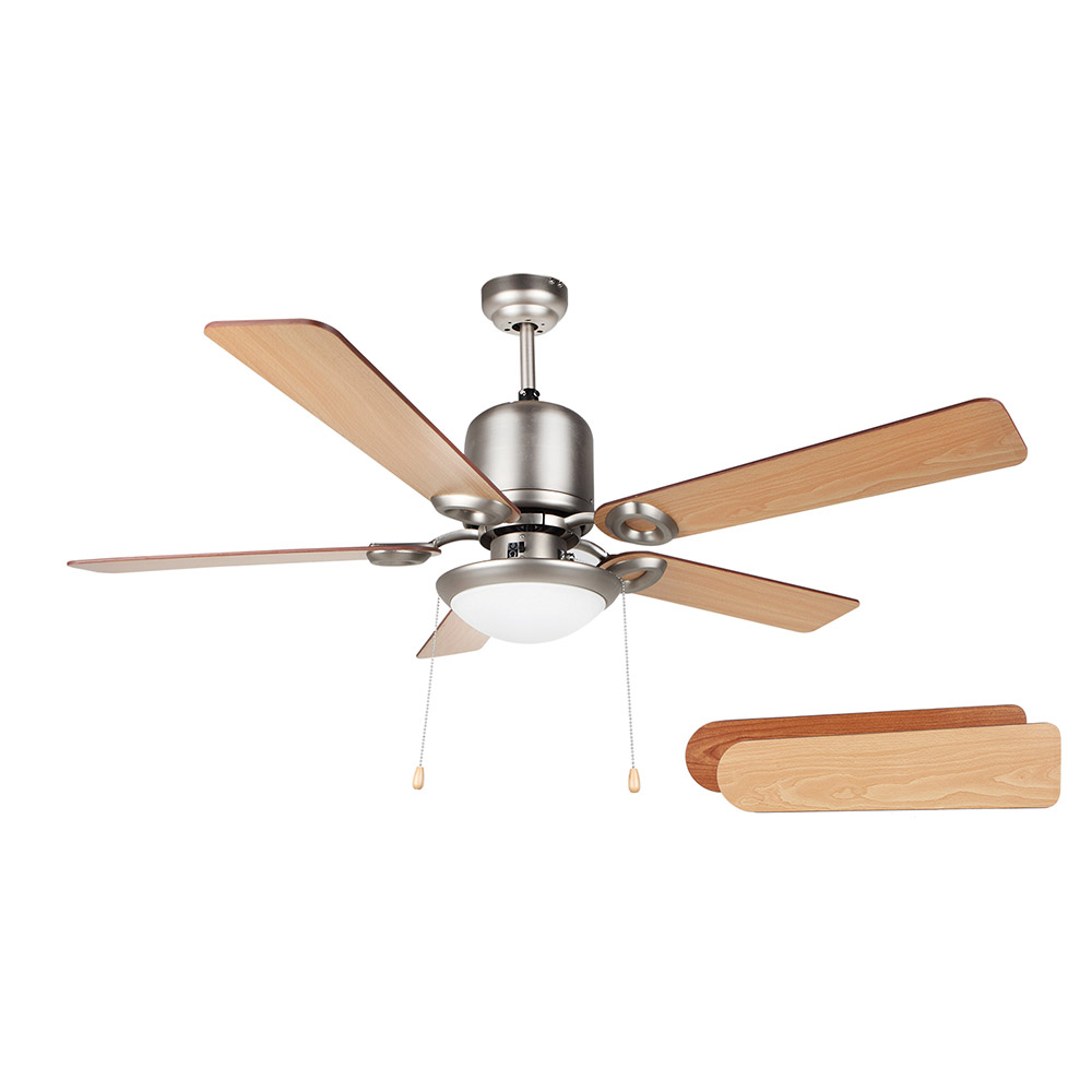 Ventilateur de plafond Orbegozo Eco Breeze - Silencieux et puissant - 5 pales réversibles - 3 vitesses - Plafond inclus - Acier inoxydable