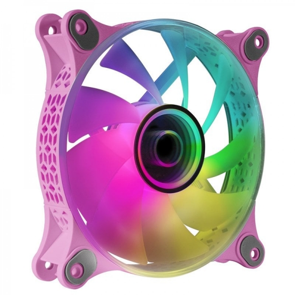 Ventilateur Mars Gaming MF-3D ARGB - Effet miroir 3D Infinity - Éclairage 360° - Compatible avec Asus Aura Sync et plus - Couleur rose