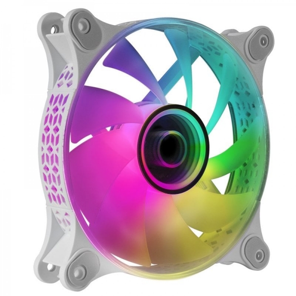 Ventilateur Mars Gaming MF-3D ARGB - Effet Miroir 3D Infinity - Éclairage 360° - Compatible avec les contrôleurs ARGB - Couleur Blanc