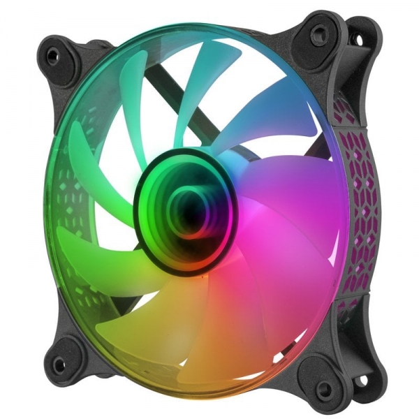 Ventilateur Mars Gaming MF-3D ARGB - Effet miroir 3D Infinity - Éclairage ARGB 360° - Compatible avec Asus Aura Sync et plus - Couleur noire