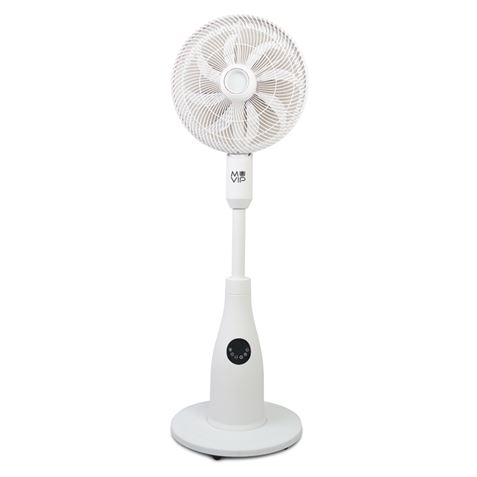 Ventilateur sur pied Muvip 80 W avec 8 pales - 7 vitesses - Brumisateur - Oscillation - Lumière LED - Blanc