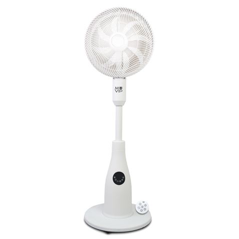 Ventilateur sur pied Muvip 80 W avec 8 pales - 7 vitesses - Brumisateur - Oscillation - Lumière LED - Blanc