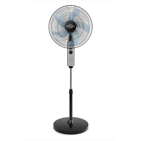 Ventilateur sur pied Orbegozo SF 1046 - Minuterie jusqu'à 1 heure - Hauteur réglable jusqu'à 150 cm - Puissance 80 W - 5 pales et 3 vitesses - Fonction oscillante et tête inclinable