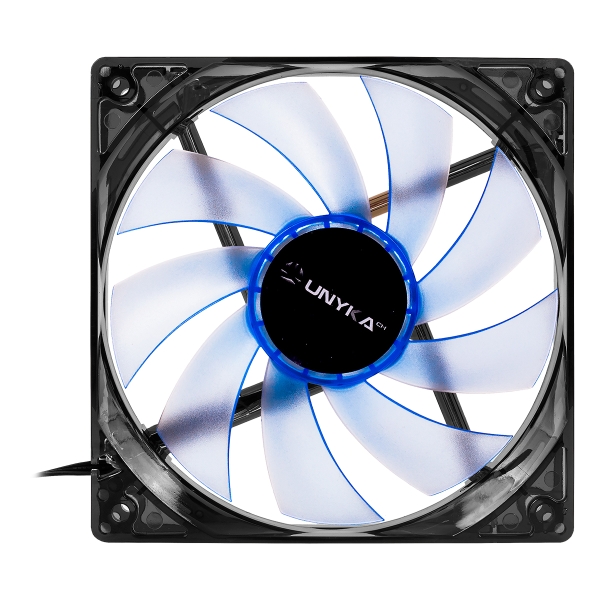 Ventilateur Unykach 120 mm avec LED bleue - Vitesse max. 1200 tr/min - Couleur Bleu/Noir