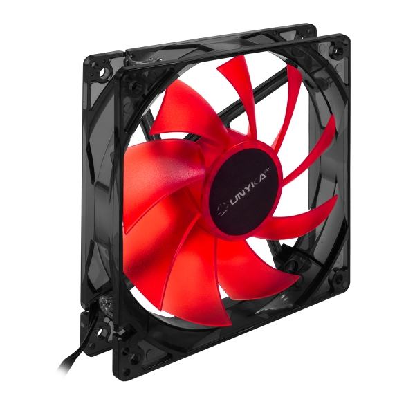 Ventilateur Unykach 120 mm avec LED rouge - Vitesse max. 1200 tr/min - Couleur Rouge/Noir