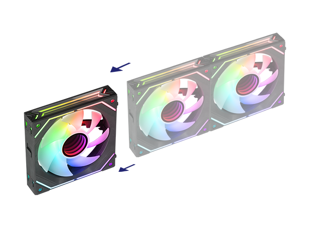 Ventilateurs Mars Gaming MF-LINKFINITYKIT - Éclairage Infinity Mirror 360° - Connexion Modulaire LINKFINITY - Contrôle PWM - Boîtier de Contrôle ARGB - Couleur Blanc