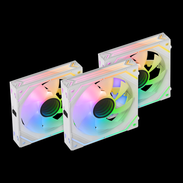 Ventilateurs Mars Gaming MF-LINKFINITYKIT - Éclairage Infinity Mirror 360° - Connexion Modulaire LINKFINITY - Contrôle PWM - Boîtier de Contrôle ARGB - Couleur Blanc